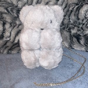 Stuffed grey bear purse
